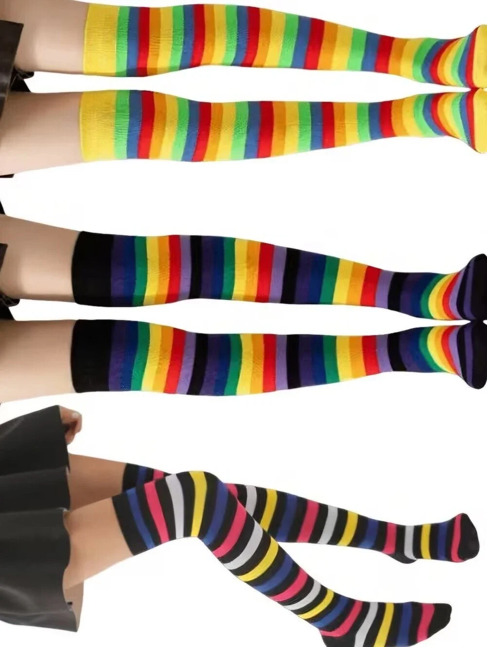 NEW! 🌈 🧦 PRIDE & SOLIDARITY Rainbow Striped HIGH SOCKS CUTE RETRO FUN ONE SIZE